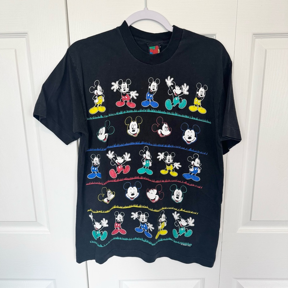 Vintage Y2K Disney Kids Mickey Mouse Black T-Shirt - MEDIUM